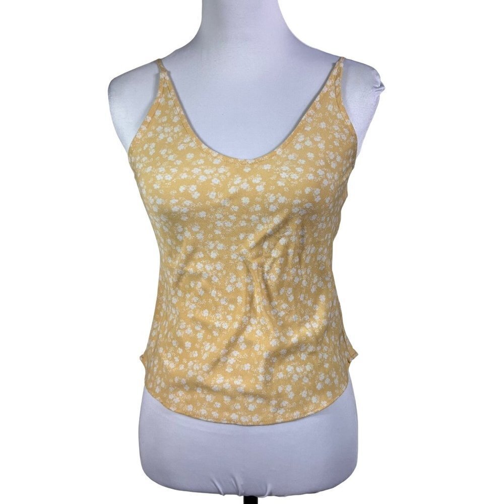 ABERCROMBIE & Fitch Top Camisole Tank Top Yellow White Floral Sleeveless size XS